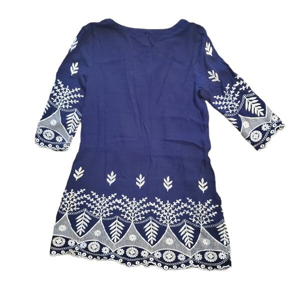 MISA Los Angeles Serene Embroidery Dress in Denim Sz ~S, no size tag FLAW - Picture 3 of 9